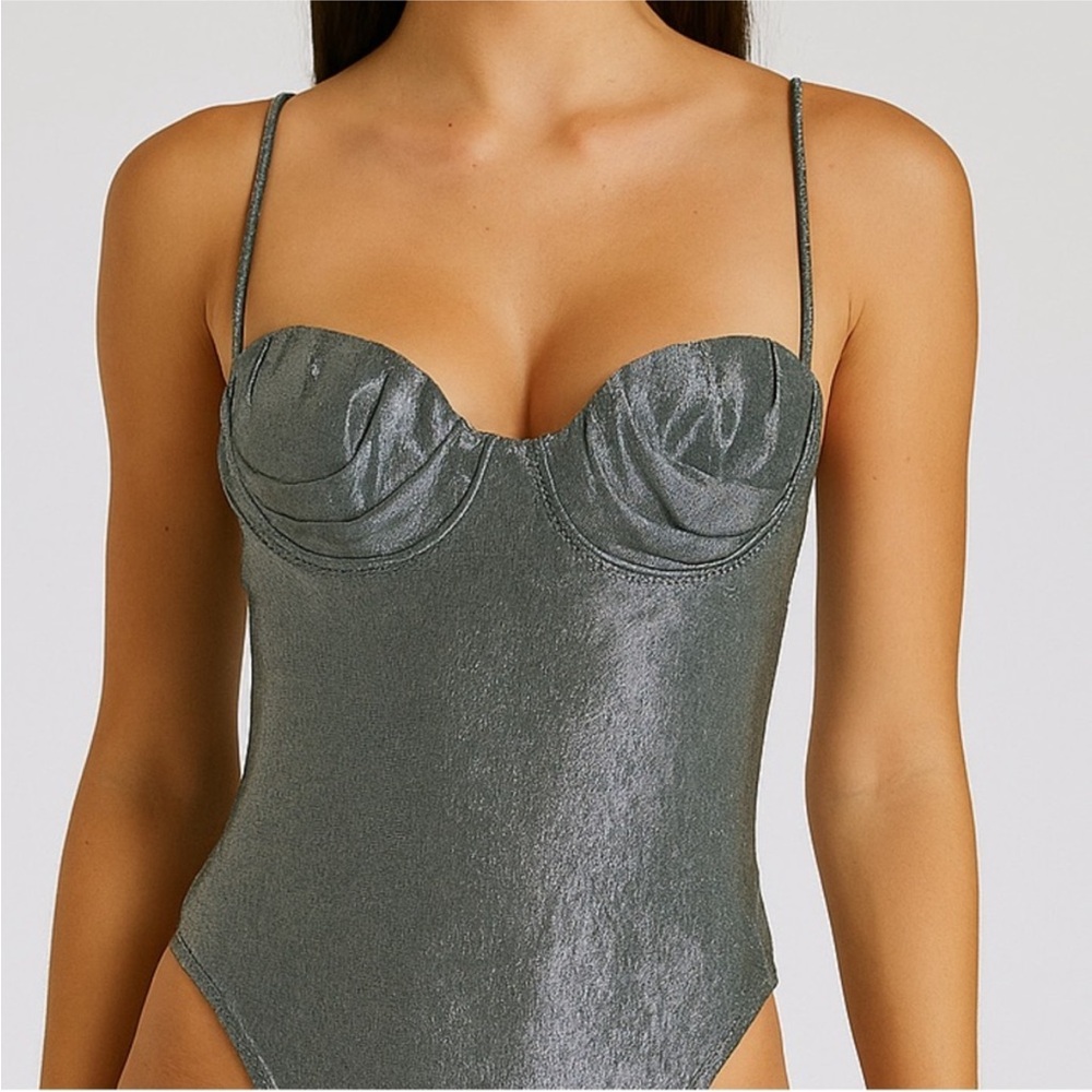 LA Perla Metallic Gray one piece bikini  #007